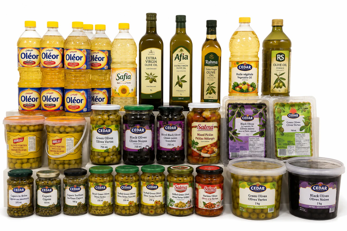 Huiles, olives et condiments