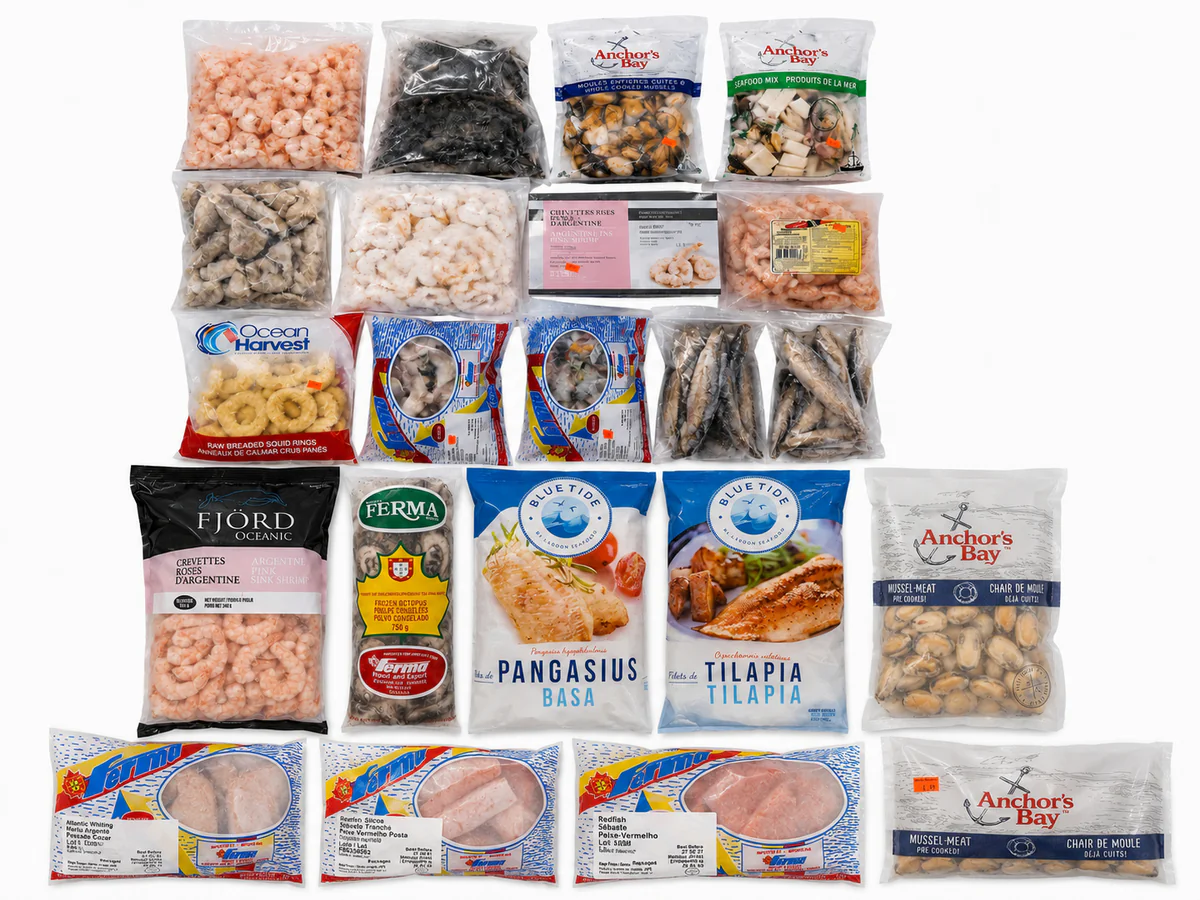 Poissons et fruits de mer congelés